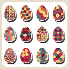 easter eggs retro pattern set