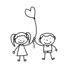 hand drawing cartoon character happy kids