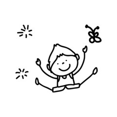 hand drawing cartoon character happy kids