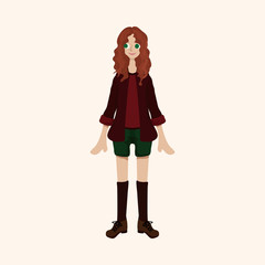 lady girl cartoon theme elements