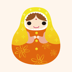 Matryoshka , Russian traditional wooden doll, vector pattern, el