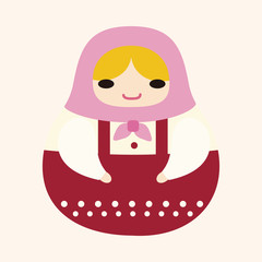 Matryoshka , Russian traditional wooden doll, vector pattern, el