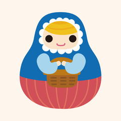 Matryoshka , Russian traditional wooden doll, vector pattern, el