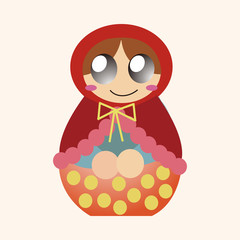 Matryoshka , Russian traditional wooden doll, vector pattern, el