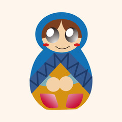 Matryoshka , Russian traditional wooden doll, vector pattern, el