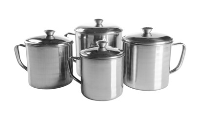 mug. stainless steel mug on background. stainless steel mug on a