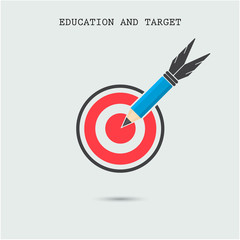 Pencil with target symbol on background. Business idea and succe