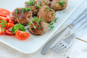 Meat balls with parsley and thyme herbs