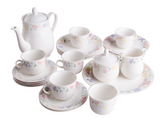 teapot and cup set . teapot and cup set on a background