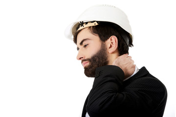 Businessman with shoulder pain.