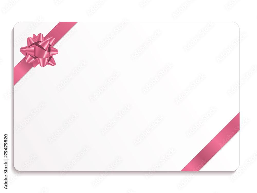 Wall mural GIFT CARD WITH BOW (vector pink valentine’s mother’s day ribbon)