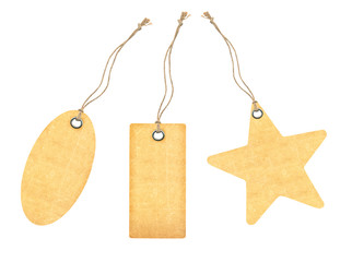 set of tag with metal rivets Isolated on White