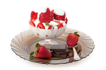 strawberries with cream and chocolate