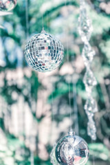 christmas decoration on christmas tree background