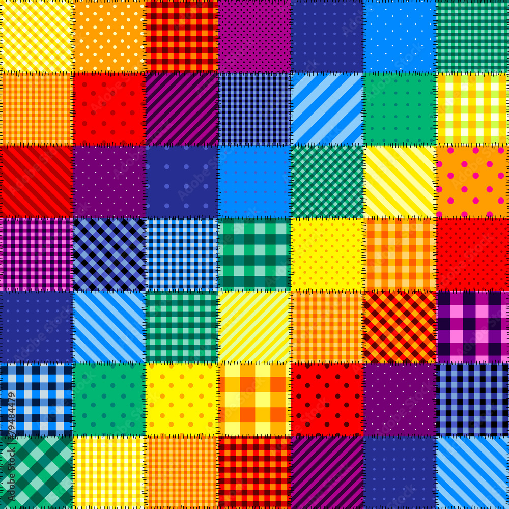 Poster Patchwork pattern of rainbow colors.