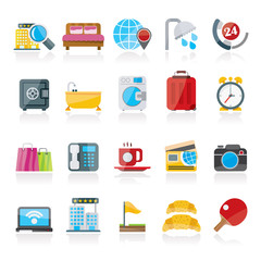 Hotel and motel services icons 1- vector icon set