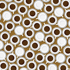 Many cups of coffee on the table