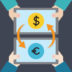 Digital money exchange, vector format