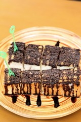 bread topped with chocolate.