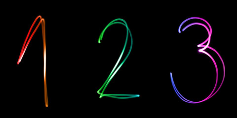 Leuchtende bunte Zahlen