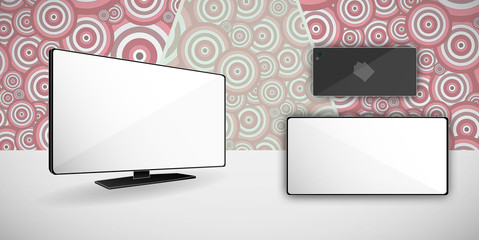 Smart tv connect with smartphone VECTOR