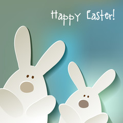 Happy Easter Rabbits postcard bokeh