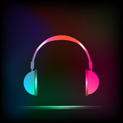 Abstract Light neon Headphones, easy all editable