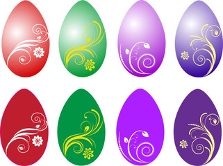 Watercolor painted ornate vector. Easter eggs.