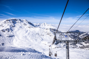 Funicular at French Alps in Meribel