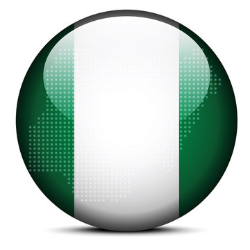 Map with Dot Pattern on flag button of Federal Republic  Nigeria