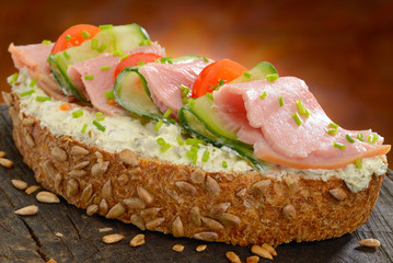 Ham salad, cream cheese summer sandwich
