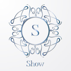 calligraphy monogram, vintage pattern logo