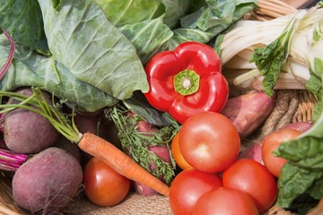 Basket of fresh organic veg