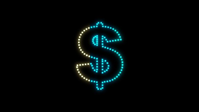 Set of 10 Dollar symbol LEDS reveals with alpha channel