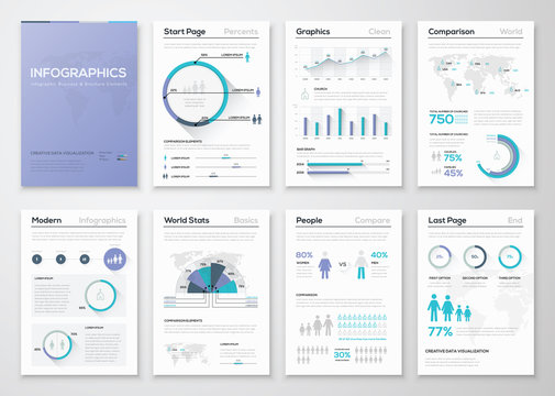Big collection of infographic business brochures and graphics