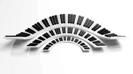 Naklejka premium Three abstract semicircle piano keyboards on white background