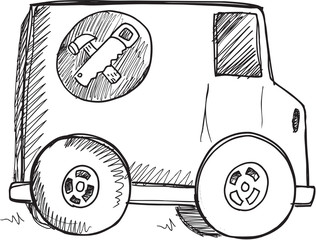 Doodle Sketch Truck Vector Illustration Art