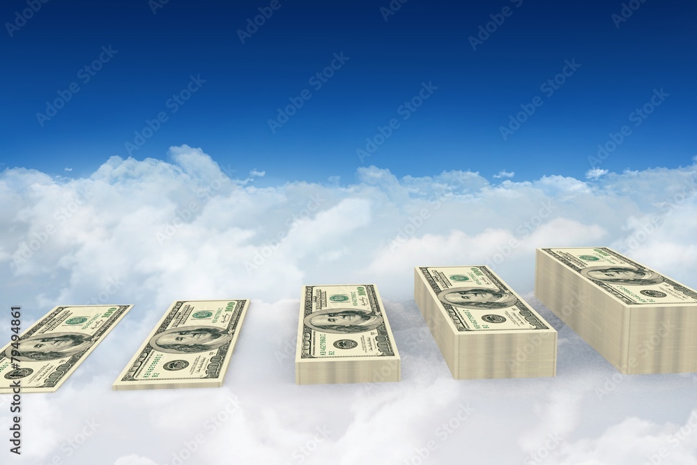 Poster composite image of stacks of dollars