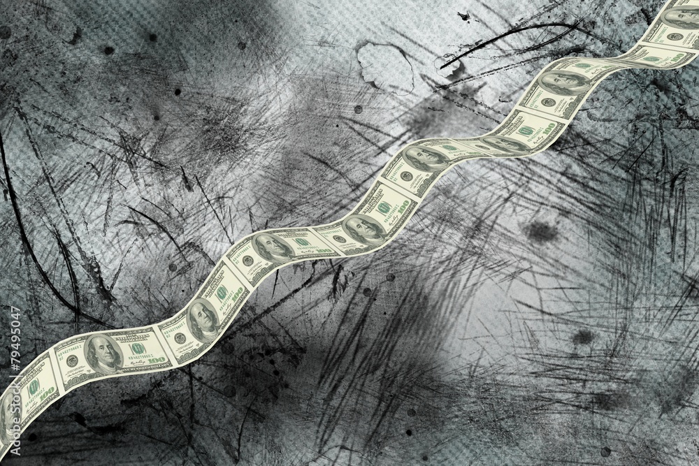 Poster composite image of bumpy dollar road