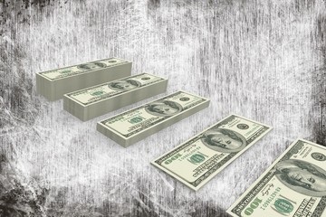 Composite image of stacks of dollars