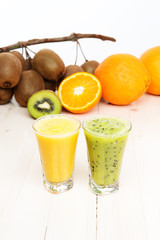 Cocktails from kiwi and orange