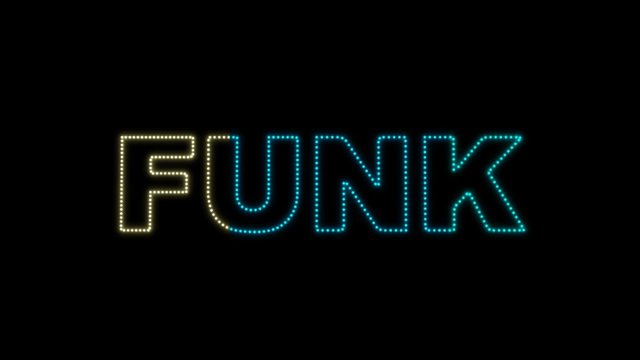Set of 10 "FUNK" text LEDS reveals with alpha channel