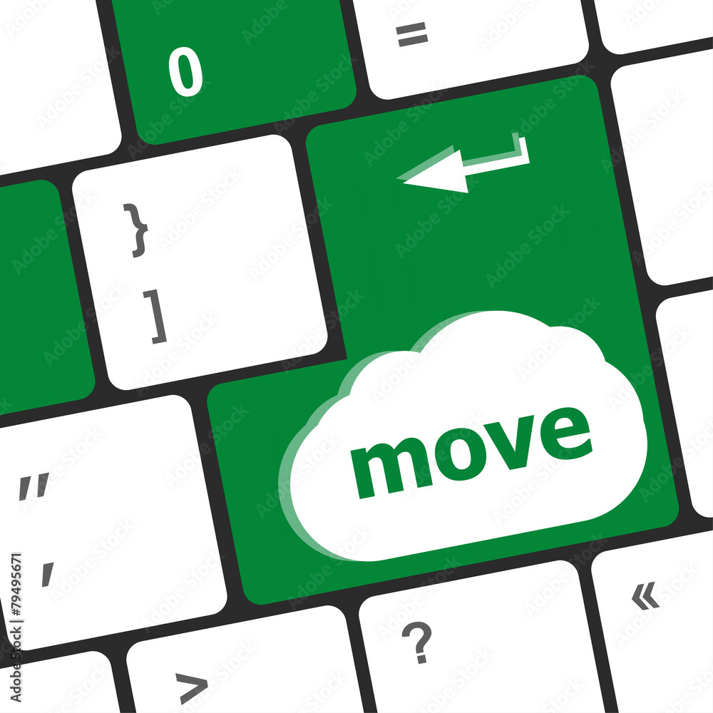Poster move button word on keyboard keys