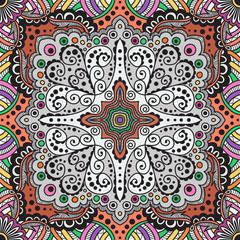 vector seamless varicolored pattern of spirals, swirls, chains