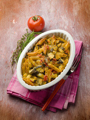 oven pasta with tomato sauce and zucchinis