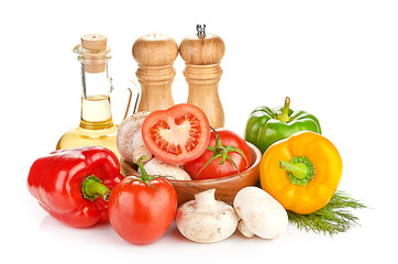 Fresh vegetables and mushrooms