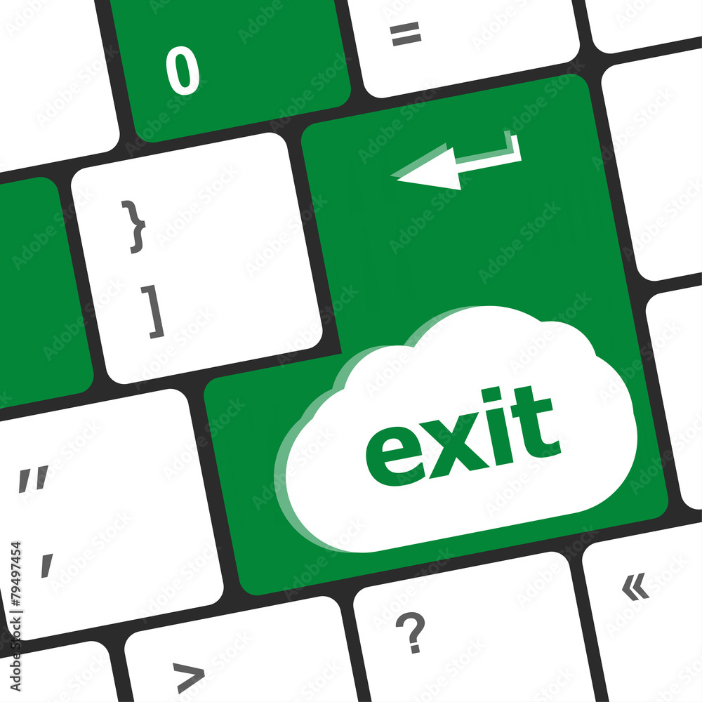 Poster computer keyboard keys with exit button