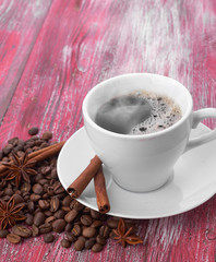 coffee cup with space on the wooden table