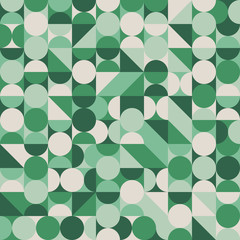 Abstract seamless pattern with green circles and semicircles.