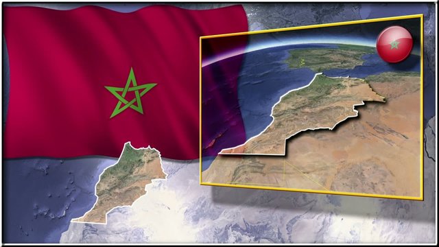 Morocco flag and map animation